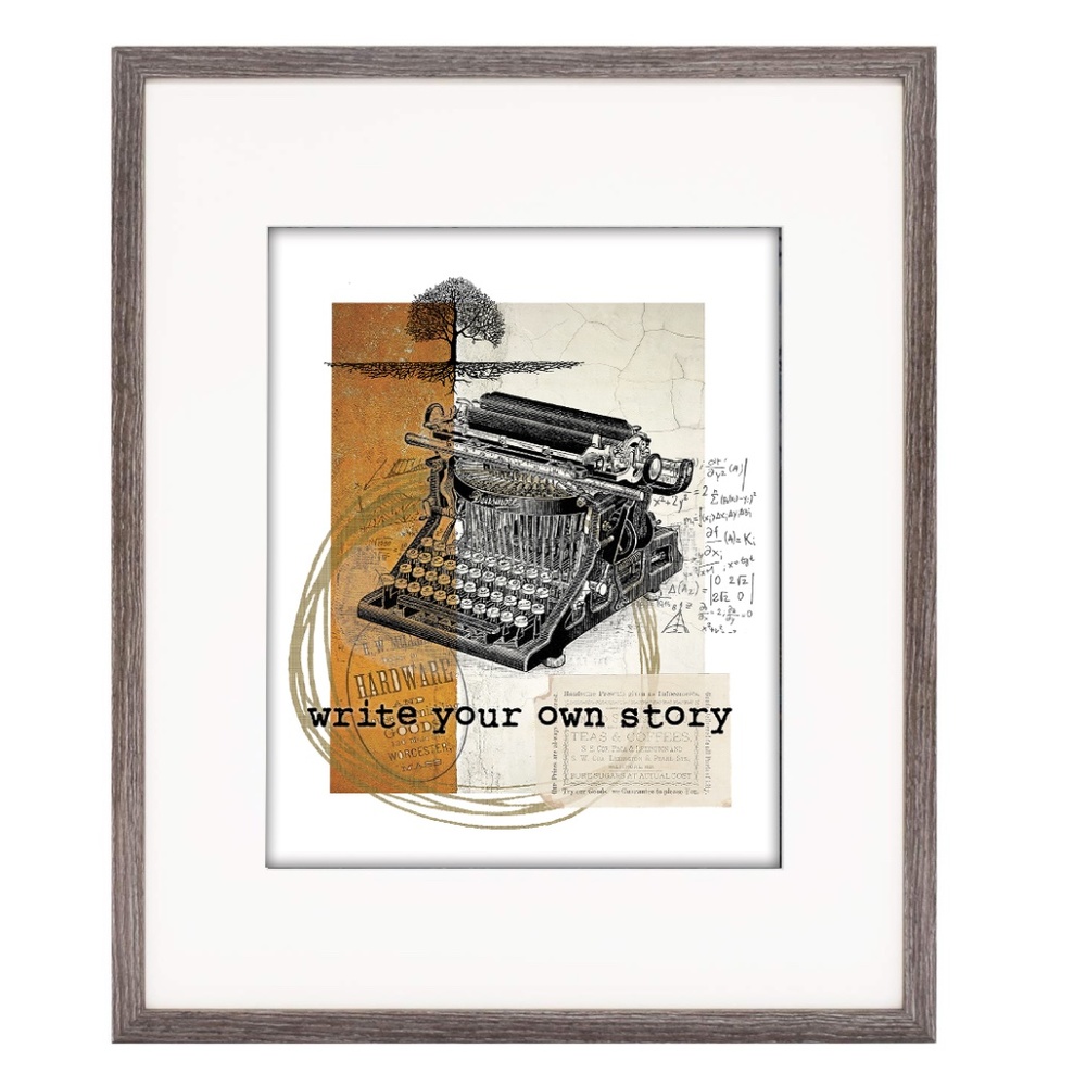 Matted Fine Art Collage Print 11x14 | Typewriter